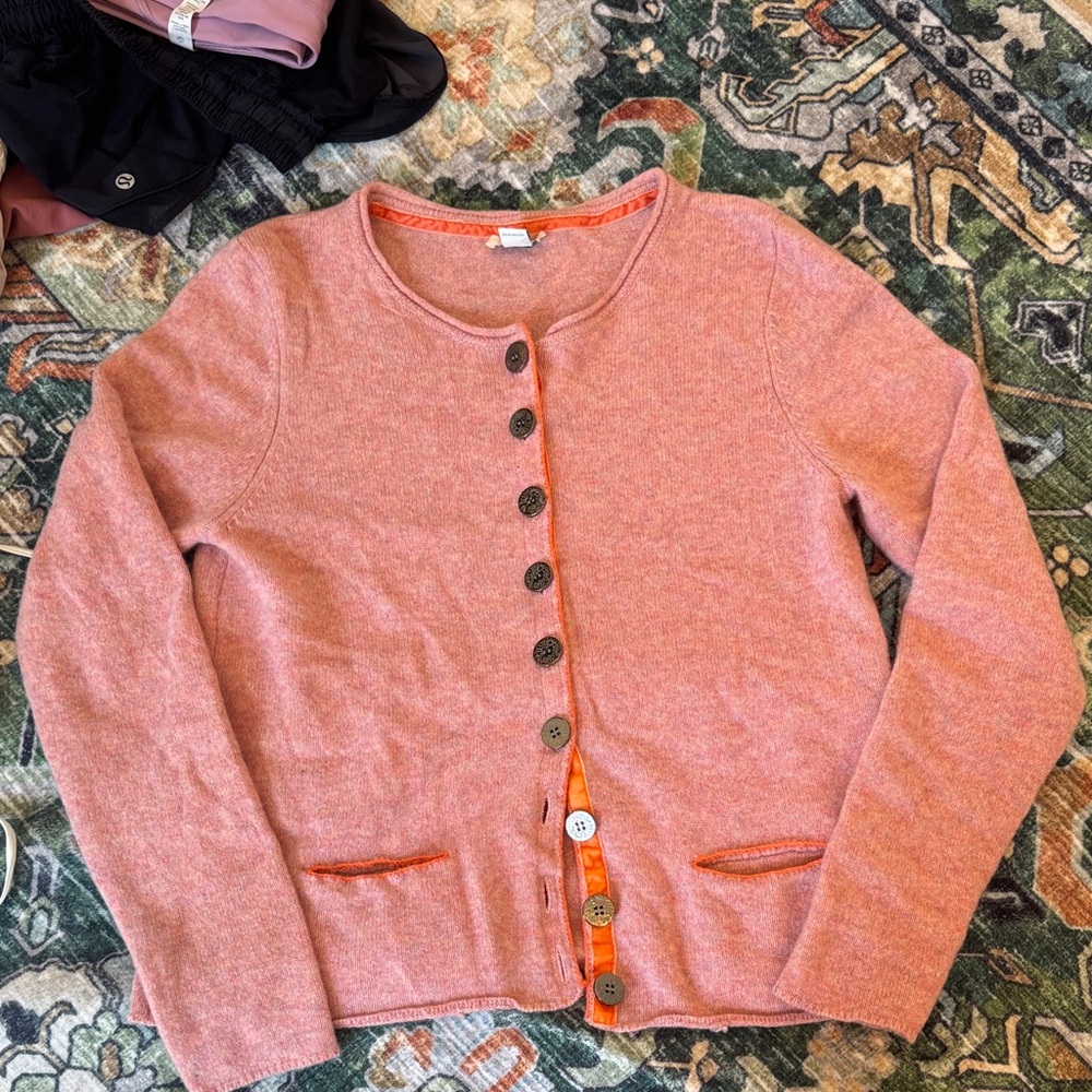Sundance Pink and Orange Button Cardigan 100 percent merino wool size m
